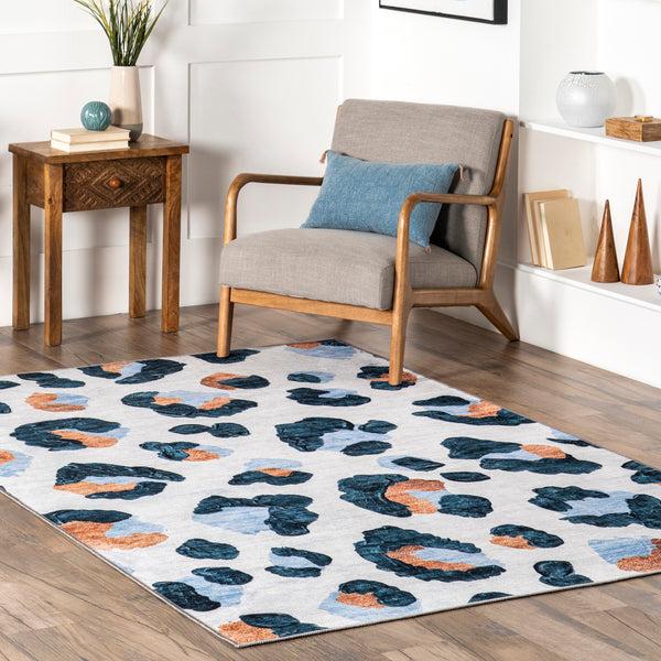 Nuloom Serina Modern Leapord Machine Washable Area Rug Blue