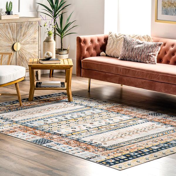 Nuloom Shannon Machine Washable Geometric Tribal Area Rug Beige