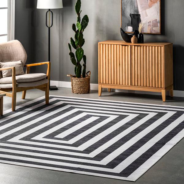 Nuloom Sharri Modern Striped Machine Washable Area Rug Grey
