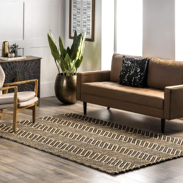Nuloom Shelby Hand Loomed Jute Chevron Area Rug Natural