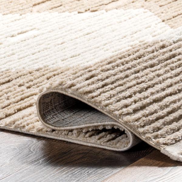 Nuloom Sherley Stacked Diamond Tassel Area Rug Beige