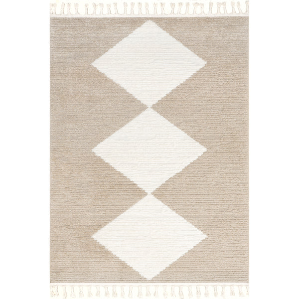 nuloom Sherley Stacked Diamond Tassel Area Rug Beige