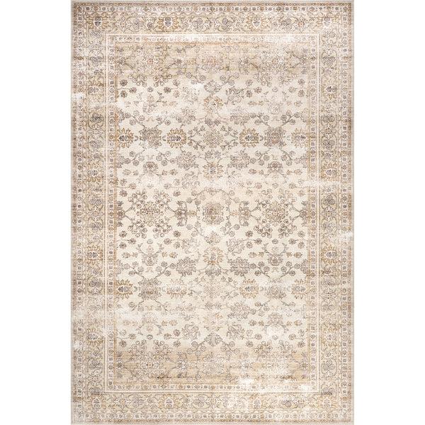 nuloom Sia SplashGuard Vintage Floral Machine Washable Area Rug Beige