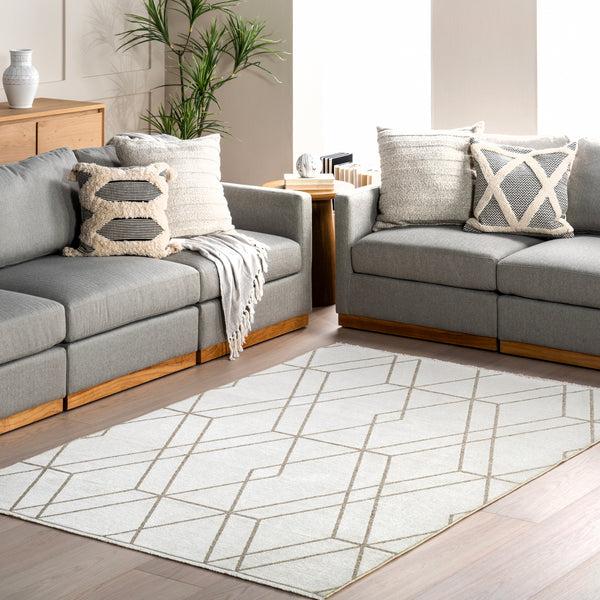 Nuloom Sinclair Lattice Reversible Machine Washable Area Rug Beige