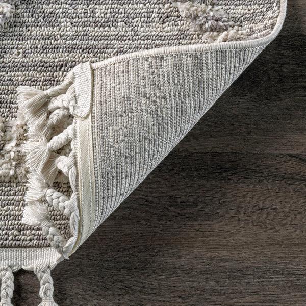Nuloom Skylar Textured Cable Trellis Tassel Area Rug Beige