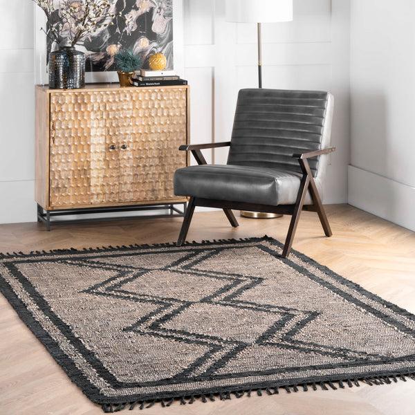 Nuloom Sloane Leather Flatweave Tassel Area Rug Natural