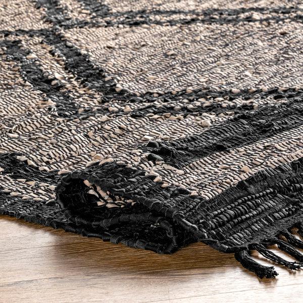 Nuloom Sloane Leather Flatweave Tassel Area Rug Natural
