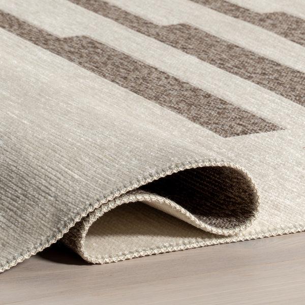 Nuloom Sofya Abstract Striped Reversible Machine Washable Area Rug Beige