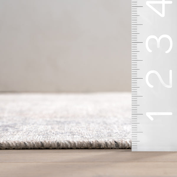 Nuloom Sol SpinClean Medallion Machine Washable Area Rug Light Grey