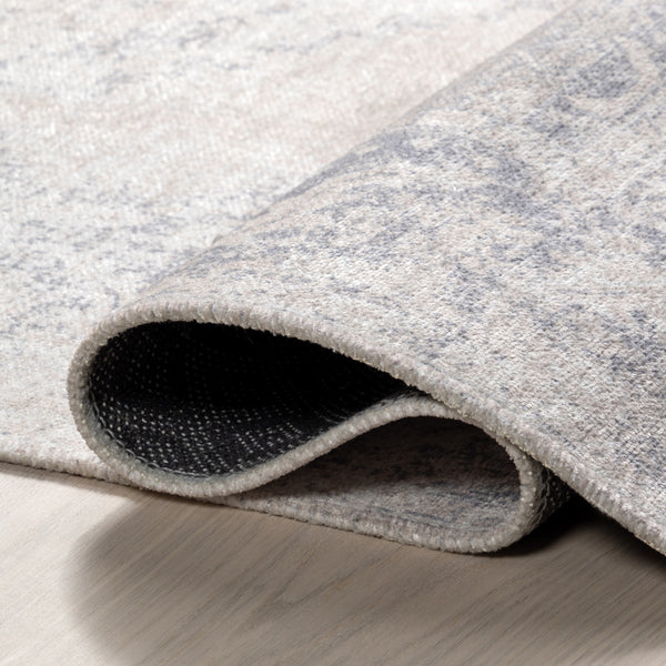 Nuloom Sol SpinClean Medallion Machine Washable Area Rug Light Grey