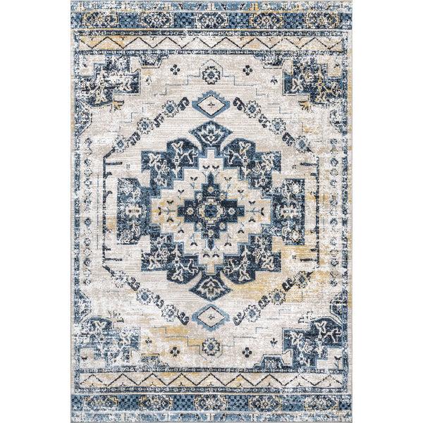 nuloom Sonya Machine Washable Vintage Medallion Area Rug Blue