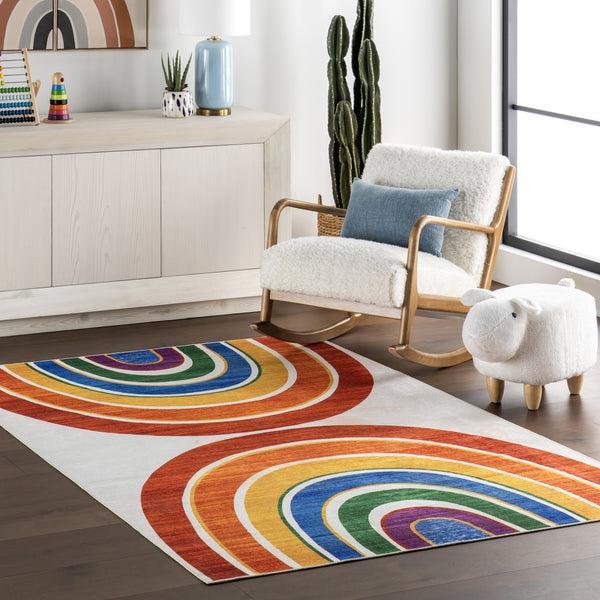 Nuloom SplashGuard Machine Washable Area Rug White Multicolor