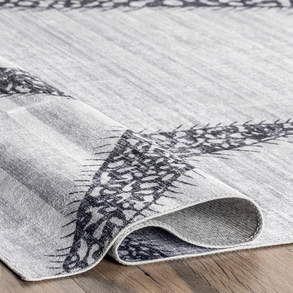 Nuloom Starfish And Stripes Machine Washable Area Rug Light Gray