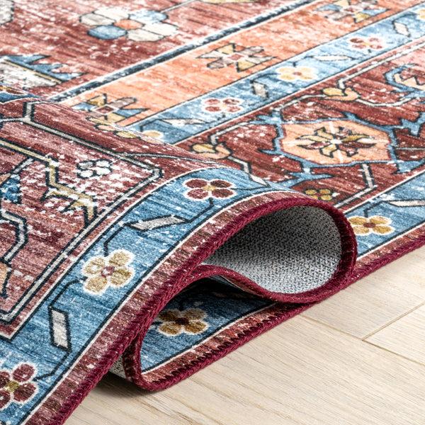 Nuloom Stefania SplashGuard Bold Medallion Machine Washable Area Rug Rust