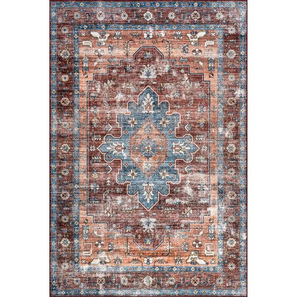 nuloom Stefania SplashGuard Bold Medallion Machine Washable Area Rug Rust