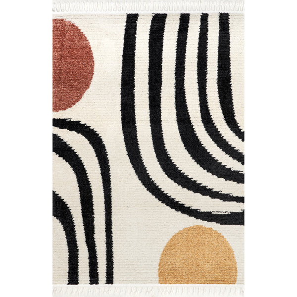 nuloom Stefanie Abstract Shapes Tassel Area Rug Beige