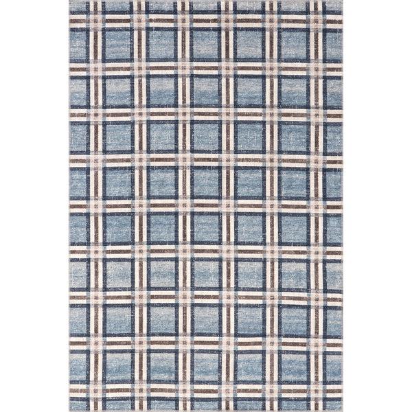 nuloom Steph Windowpane Plaid Machine Washable Area Rug Blue