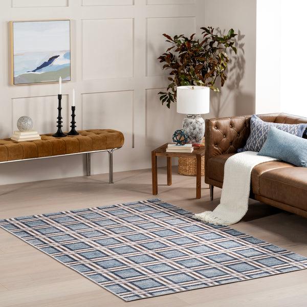 Nuloom Steph Windowpane Plaid Machine Washable Area Rug Blue