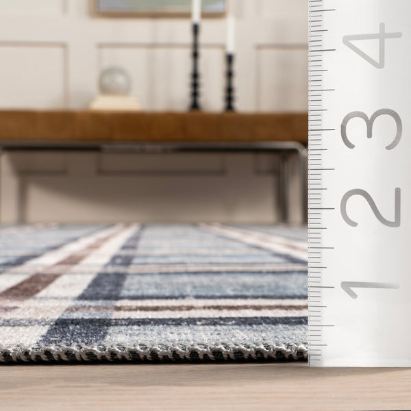Nuloom Steph Windowpane Plaid Machine Washable Area Rug Blue