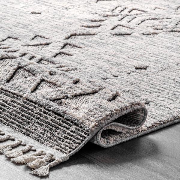 Nuloom Sully Soft Snowflake Textured Tassel Area Rug Grey