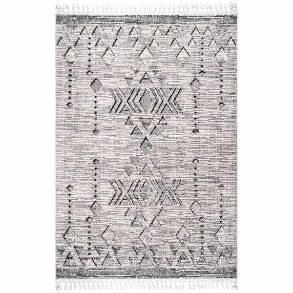 nuloom Sully Soft Snowflake Textured Tassel Area Rug Grey