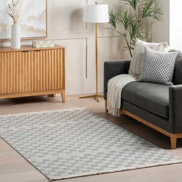 Nuloom Sunniva Casual Checkered Tasseled Area Rug Beige