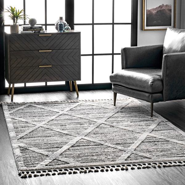 Nuloom Suri Soft Diamond Trellis Textured Area Rug Grey