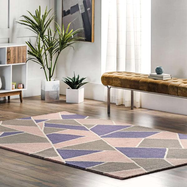 Nuloom Susana Wool Abstract Geometric Area Rug Light Pink