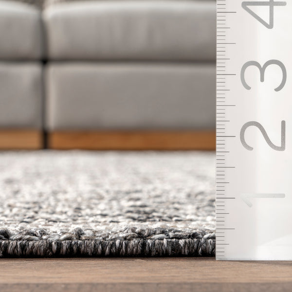 Nuloom Sybil Geometric Border Tassel Area Rug Light Gray