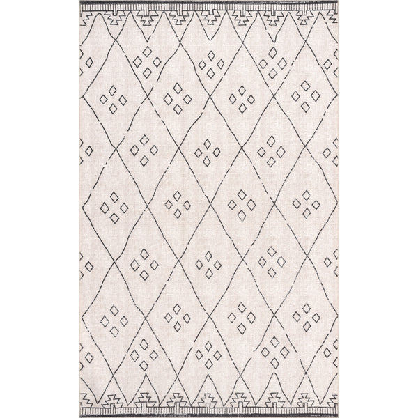nuloom Sydney Machine Washable Diamond Trellis Area Rug Ivory