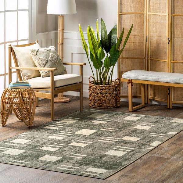 Nuloom Taja Transitional Geometric Machine Washable Area Rug Gray