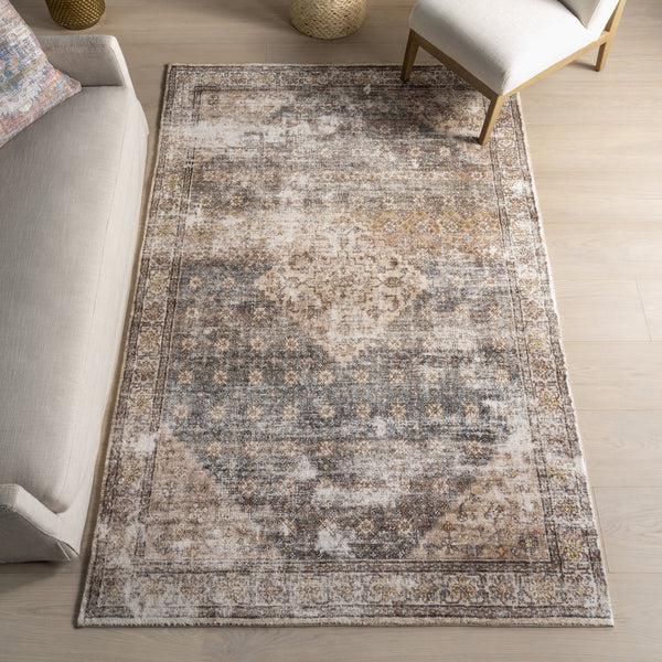 Nuloom Talita Medallion Machine Washable Area Rug Grey