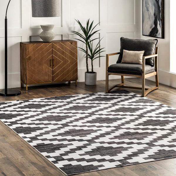 Nuloom Tamera Modern Diamonds Machine Washable Area Rug Grey
