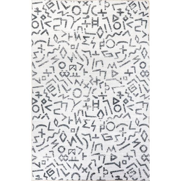 nuloom Tania Modern Symbols Machine Washable Area Rug Light Gray