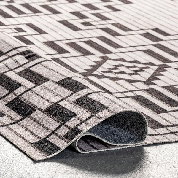 Nuloom Tashia Modern Geometric Machine Washable Area Rug Charcoal