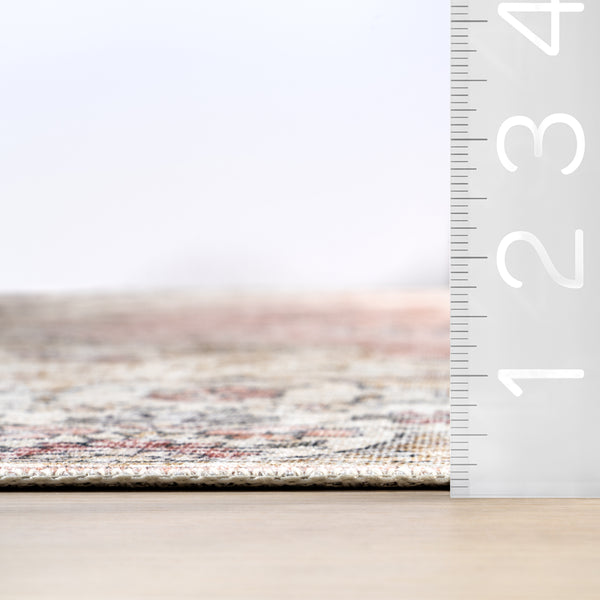 Nuloom Teja SplashGuard Persian Medallion Machine Washable Area Rug Peach