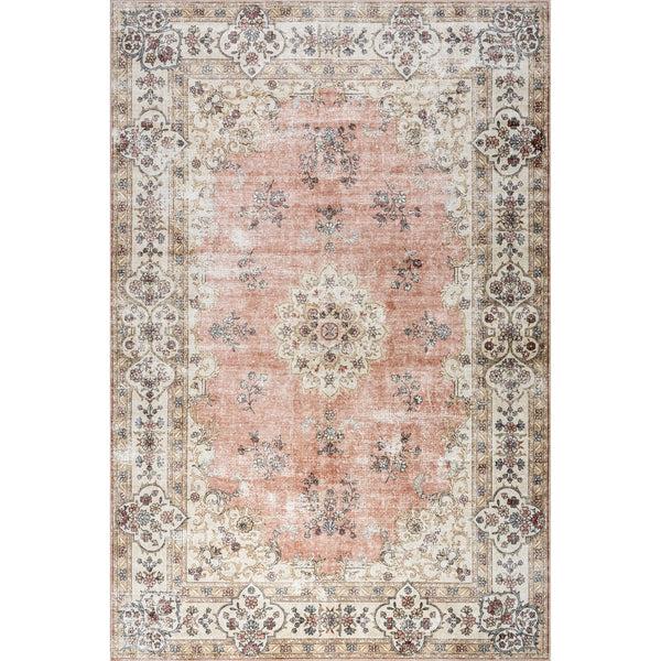 nuloom Teja SplashGuard Persian Medallion Machine Washable Area Rug Peach