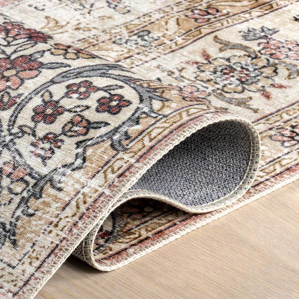 Nuloom Teja SplashGuard Persian Medallion Machine Washable Area Rug Peach