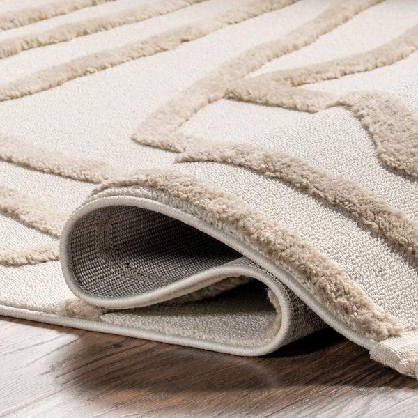 Nuloom Tenisha High/Low Abstract Tassel Area Rug Ivory