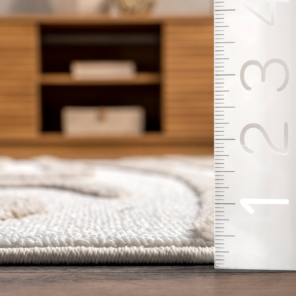 Nuloom Tenisha High/Low Abstract Tassel Area Rug Ivory