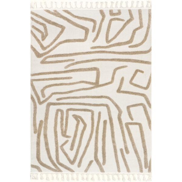 nuloom Tenisha High/Low Abstract Tassel Area Rug Ivory