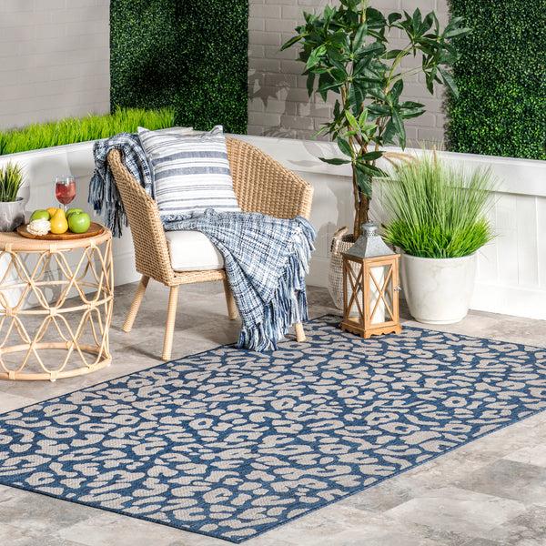 Nuloom Terenia Leopard Indoor/Outdoor Area Rug Blue