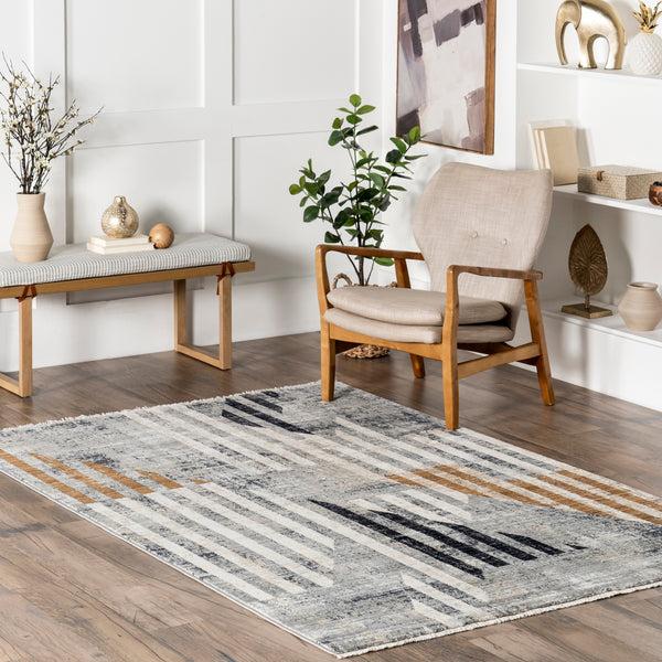 Nuloom Terina Transitional Striped Fringe Area Rug Blue