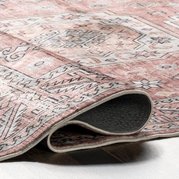 Nuloom Tindra Faded Multi Medallion Machine Washable Blush