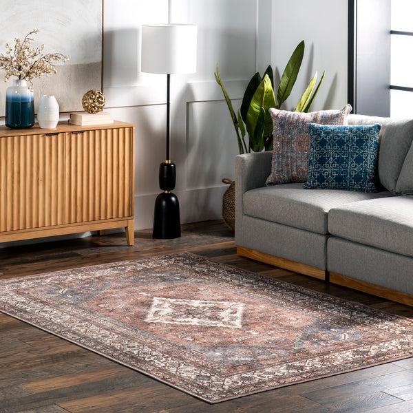 Nuloom Tindra Persian Medallion Machine Washable Area Rug Rust