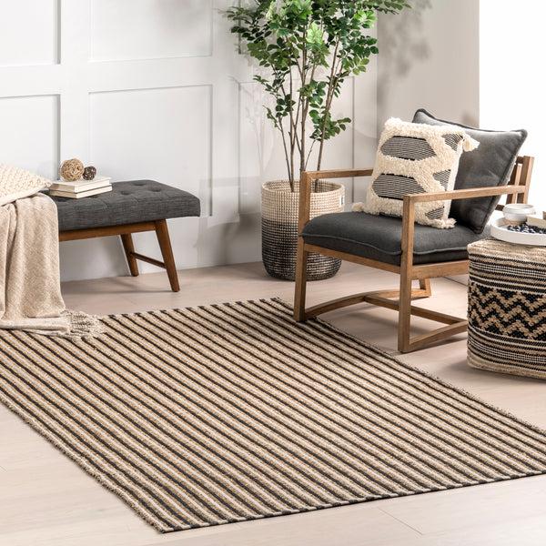 Nuloom Tove Striped Seagrass And Cotton Area Rug Ivory