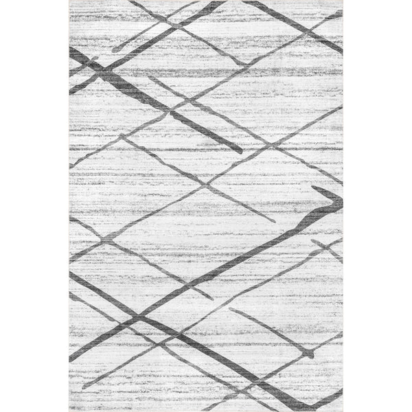 nuloom Trellis Stripes Machine Washable Area Rug Light Grey