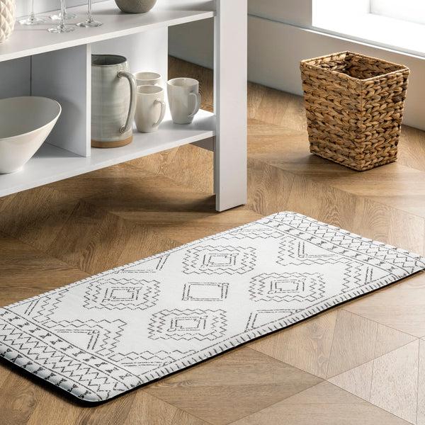 Nuloom Tribal Moroccan Anti Fatigue Kitchen Or Laundry Room Comfort Mat Light Gray