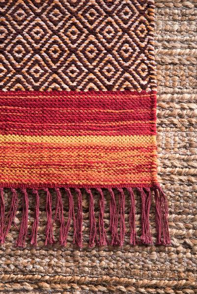Nuloom Tribal Stripes Fringe Tassel Area Rug Orange
