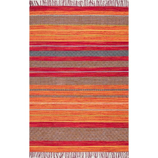 nuloom Tribal Stripes Fringe Tassel Area Rug Orange